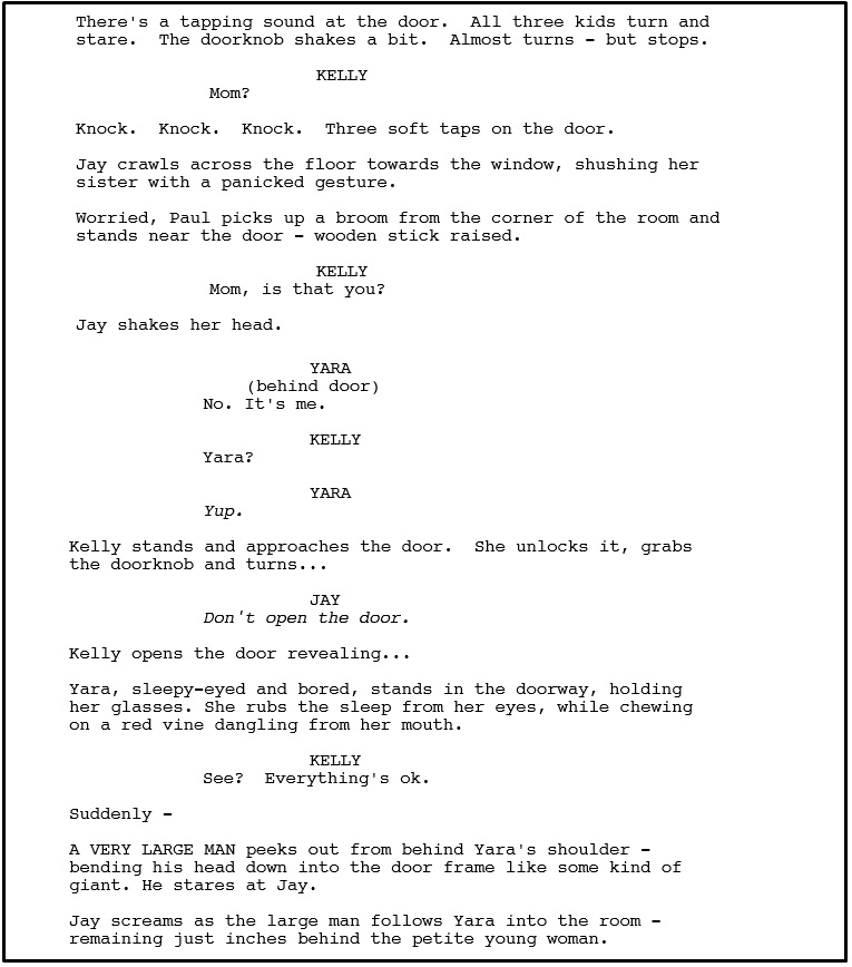 Trecho do roteiro "Corrente do Mal", escrito por David Robert Mitchell.