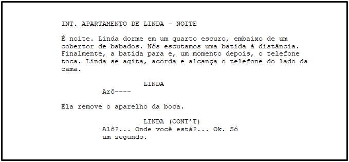 Trecho do roteiro de Queime Depois de Ler, escrito por Joel e Ethan Coen